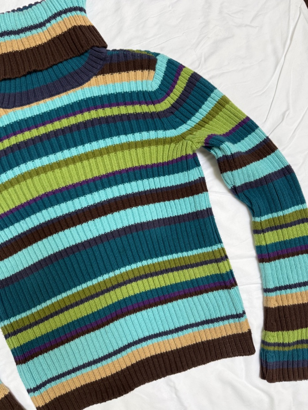 VINTAGE y2k Old Navy chunky ribbed striped turtleneck sweater